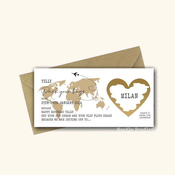 Gratta E Vinci Viaggio A Sorpresa - Carta D'Imbarco Personalizzata Modello Vintage, Regalo Originale Per Anniversario, Compleanno O Fidanzati - 6