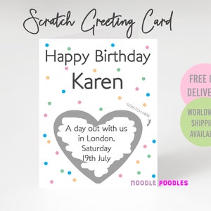 Carte à gratter personnalisée pour révéler | Billets de concert surprise pour les Fêtes dévoilés | Carte de fête des pères | Carte Surprise Anniversaire Personnalisée