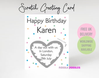 Personalised Scratch to Reveal Card | Surprise Holiday Concert Tickets Reveal | Fathers Day Card | Custom Birthday Surprise Card