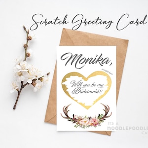 Feuille d’or personnalisé Scratch Off cartes | Va vous être Ma demoiselle d’honneur marraine carte | Proposition de demoiselle d’honneur | Je ne peux pas dire que je fais sans toi