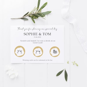 Cartes de mariage personnalisées à gratter pour gagner Cadeaux de mariage Jeton boissons Carte personnalisée à gratter pour gagner Cadeau de mariage original et amusant image 2