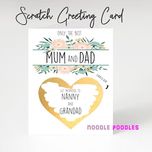 Personnalisé sur mesure Meilleure maman et papa être promu aux grands-parents | Révélation de grossesse | | d’annonce de grossesse Carte à gratter de grossesse