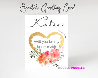 Will You Be My Bridesmaid Maid Of Honour Proposal Card | Gold Foil Scratch off Cards