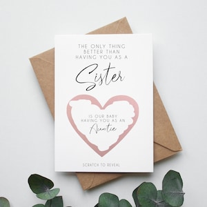 Faire-part de grossesse pour soeur ou frère | à gratter Baby Reveal | Carte surprise tu vas être oncle ou tante