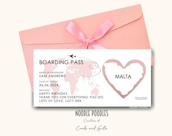 Personalised Scratch Reveal Boarding Pass, Scratch Reveal For Holiday Surprise, Destination Reveal Surprise, Surprise Holiday Ticket