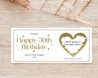 Personalisierte Geburtstags-Rubbelkarte Überraschungsgeschenk | Geburtstagsgutschein | Besondere Überraschung | Jedes Alter gedruckt