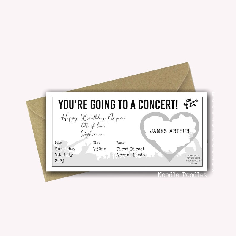 Personalised Surprise Birthday Card Personalised Surprise Concert Tickets Surprise Reveal For Concert Scratch Off Surprise Gig image 3