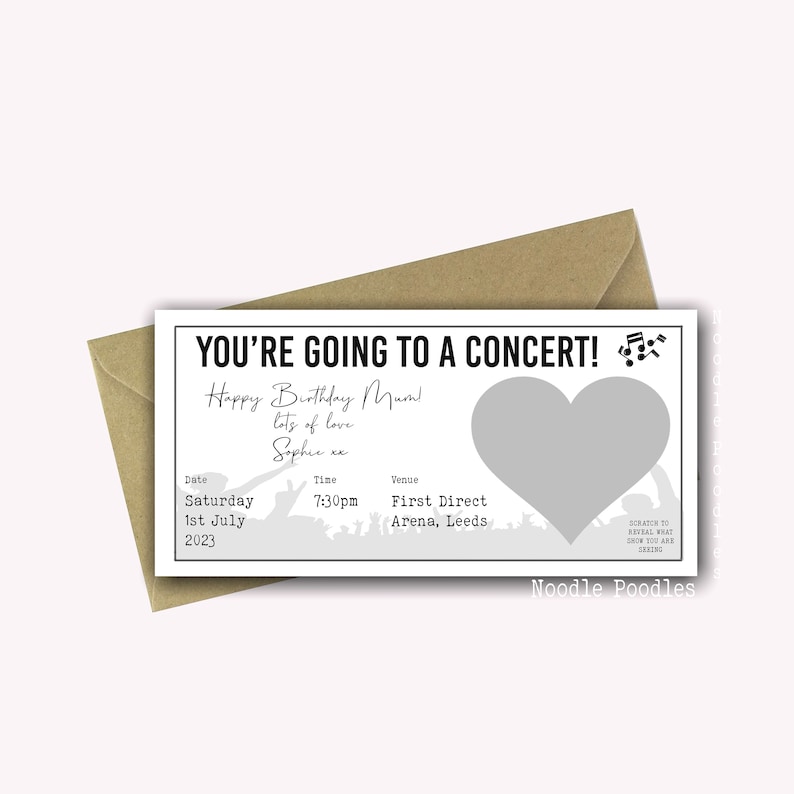 Personalised Surprise Birthday Card Personalised Surprise Concert Tickets Surprise Reveal For Concert Scratch Off Surprise Gig Silver