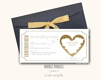 Personalised Scratch Reveal Boarding Pass | Scratch Off Surprise Boarding Card | Novelty Plane Ticket Boarding Pass For Surprise Holiday