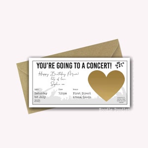 Personalised Surprise Birthday Card Personalised Surprise Concert Tickets Surprise Reveal For Concert Scratch Off Surprise Gig Gold