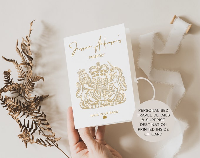 Personalised Passport Scratch To Reveal Surprise Gift Card | Holiday Trip Announcement | Custom Boarding Pass | Surprise Destination Reveal
