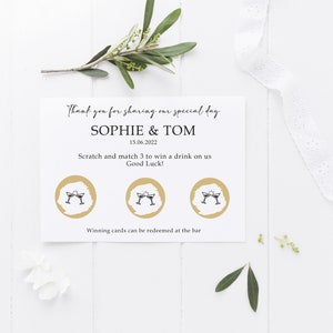 Personalised Wedding Scratch to Win Cards Wedding Favours Drinks Token Custom Scratch to win Card Fun Unusual Wedding Favour zdjęcie 3