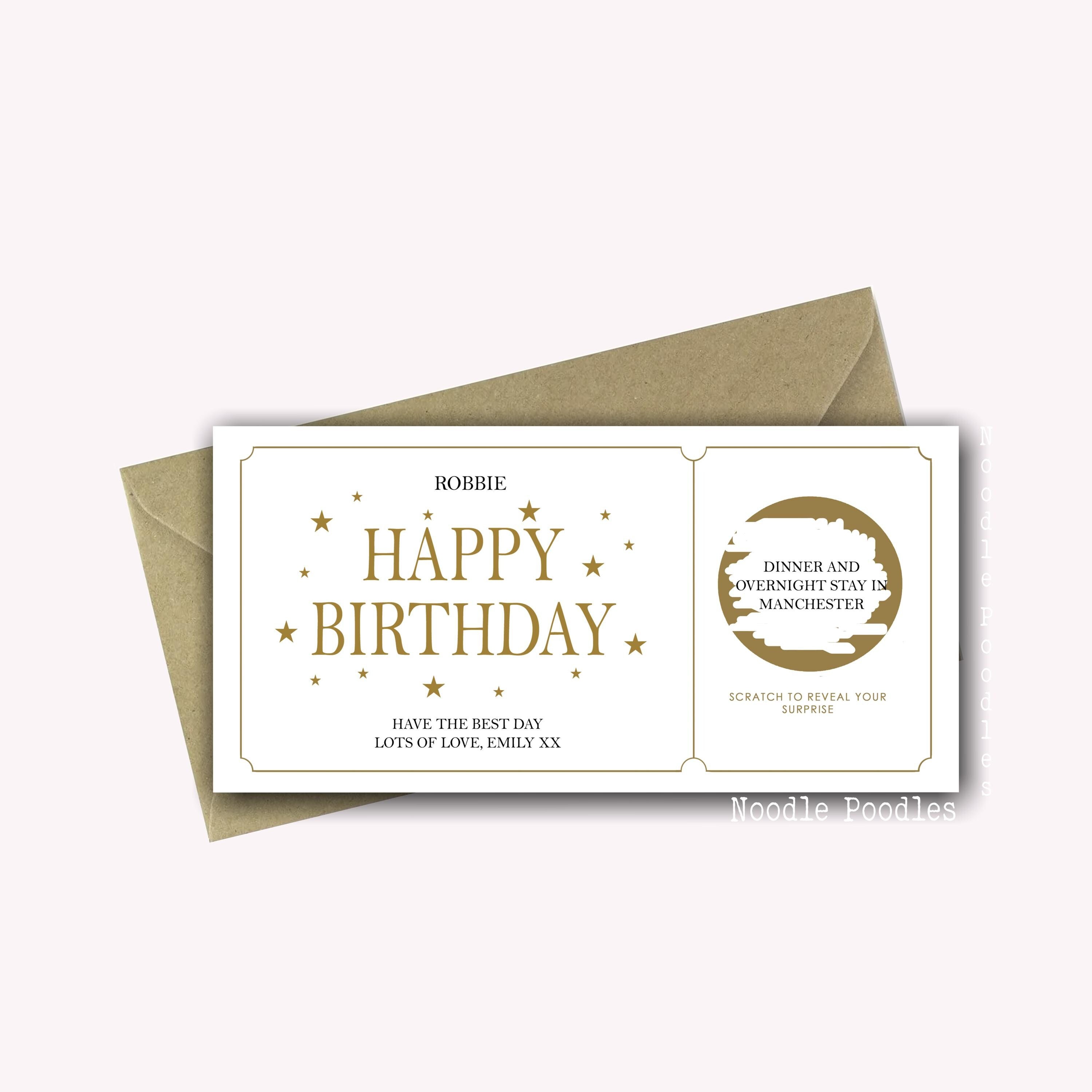 Birthday Scratch Card | Personalised Reveal Gift | Personalised Birthday Scratch Card | Luxury Scratch To Reveal Ticket | Happy Birthday
