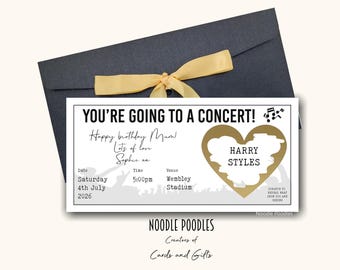 Personalised Surprise Birthday Card | Personalised Surprise Concert Tickets | Surprise Reveal For Concert | Scratch Off Surprise Gig