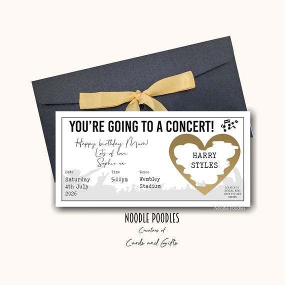 Personalised Surprise Birthday Card | Personalised Surprise Concert Tickets | Surprise Reveal For Concert | Scratch Off Surprise Gig