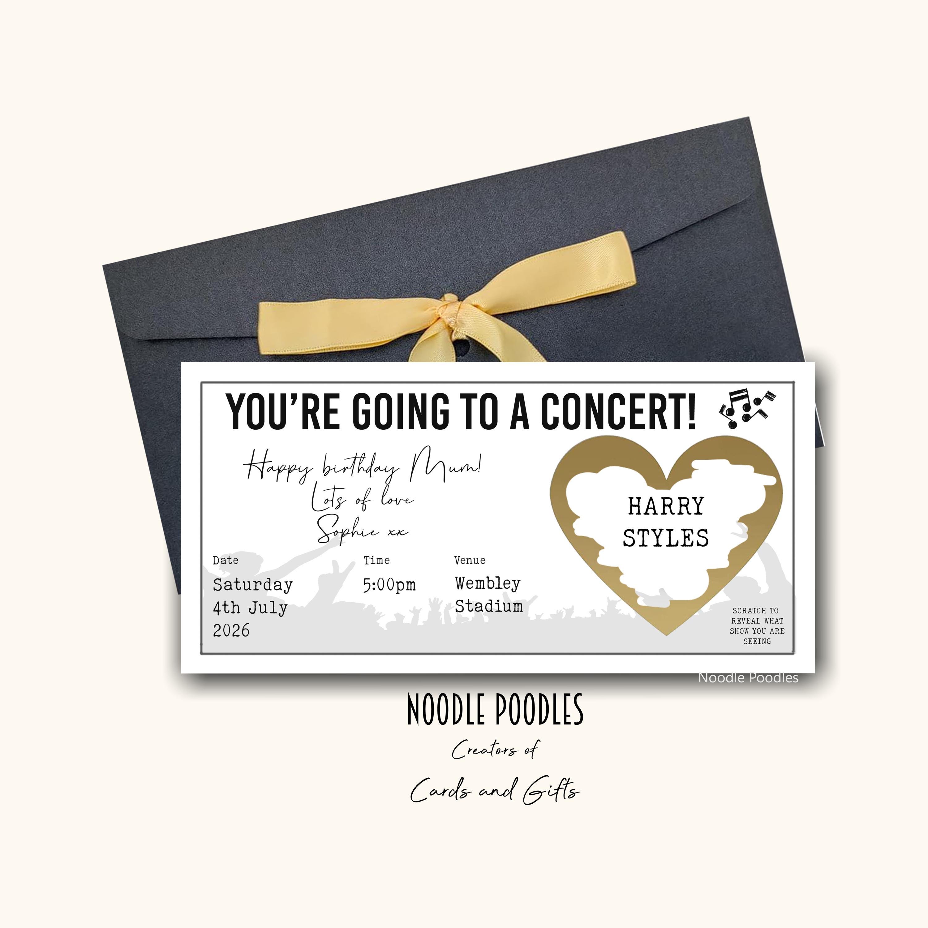 Biglietto di compleanno gratta e vinci personalizzato / Biglietto per concerto a sorpresa con annuncio di regalo a sorpresa / Gratta e vinci per un'esperienza personalizzata - Italia