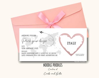Personalised Surprise Birthday Card | Personalised Boarding Pass | Novelty Boarding Pass For Surprise Destination Trip Holiday Reveal |