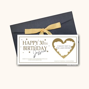 Carte à gratter d'anniversaire personnalisée, bon cadeau interactif 300 g/m² avec enveloppe au choix