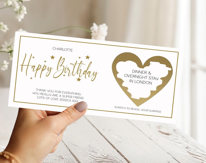 Personalised Birthday Scratch Card | Surprise Reveal Concert Ticket | Surprise Gift Announcement Scratch Off | Personalized Experience Card