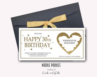 Personalised Scratch Gift Voucher | Scratch  Reveal Card For Special Birthday | Surprise Reveal Card 18th | 21st | 30th | 40th | 50th | 60th