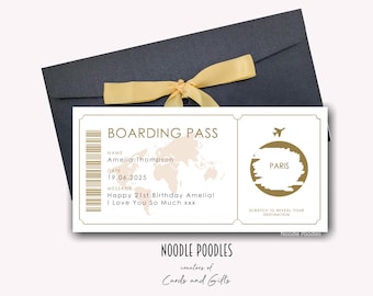 Gepersonaliseerde instapkaart Scratch Reveal | Scratch Off Surprise-instapkaart | Nieuwe instapkaart voor verrassingsfeestje