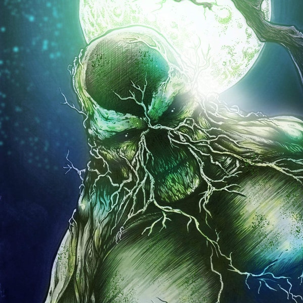 Swamp thing - dark justice league - dc comics- art print -comic print-new52 - comic art - dark art - constantine - macabre - swampthing