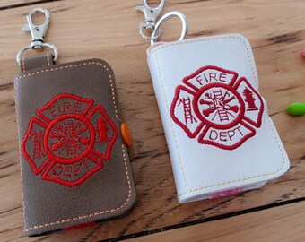 DIY-DIGITAL FILE - Tic Tac box Cover Fire department - 5x7 hoop - Snap tab / Key fob  ith Machine Embroidery Design File