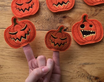 DIY-DIGITAL File ---- Pumpkin Finger puppets done In the hoop, fall, Halloween, play time, child toy - ITH Machine Embroidery Design File