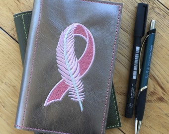 DIY-DIGITAL File - Breast Cancer Awareness Ribbon - Memo Notebook Cover - ITH Machine Embroidery Design File In the hoop