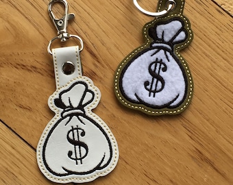 Diy-DIGITAL Archivo -Money Bag (outline/applique) Pestaña Snap / Llavero / Bolsa etiqueta ITH Máquina Bordado Archivo de Diseño en el aro