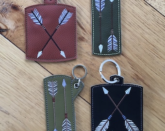 DIY-DIGITAL File - Arrow - Archery Snap tab / Key fob / Bag tag  ITH Machine Embroidery Design File In the hoop