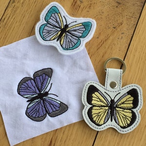 DIY-DIGITAL FILE - Butterfly - Feltie, single file and snap tab / key fob / bag tag / ith Machine Embroidery Design