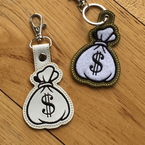FAI da Te-DIGITAL File -Money Bag (outline/applique) Snap scheda / chiave fob / borsa tag ITH macchina ricamo Design File nel cerchio