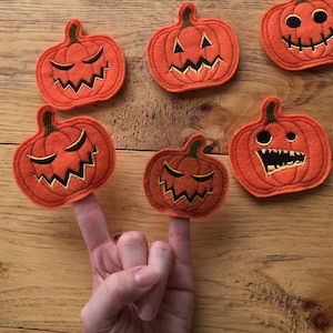 DIY-DIGITAL File ---- Pumpkin Finger puppets done In the hoop, fall, Halloween, play time, child toy - ITH Machine Embroidery Design File