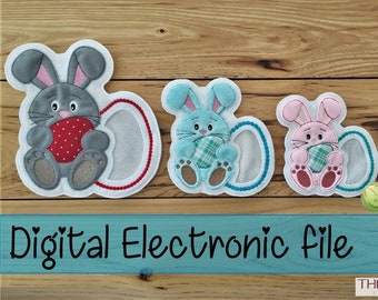 DIY-DIGITAL FILE - 4x4 - 5x5 - 6x10 - 8x10 hoops - Bunny Applique Treat holder Egg holder Candy bag -  ith Machine Embroidery - Design308