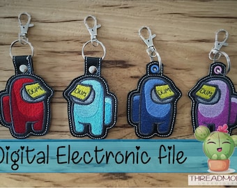 DIY-DIGITAL FILE - 4x4 and 5x5 hoop - Video Game Character Crewmate Dum Sticky note - Snap Tab / Eyelet - ith Machine Embroidery - Design292