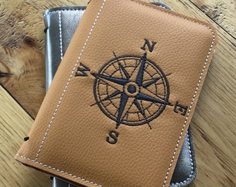 DIY-DIGITAL File - Compass - Passport Size - Travellers Journal Cover -  ITH Machine Embroidery Design File
