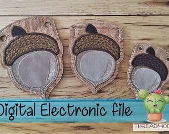 DIY-DIGITAL FILE - 4x4 and 5x7 hoop - 3 sizes of Acorn Applique Banner piece - Eyelet or buttonholes - ith Machine Embroidery - Design283