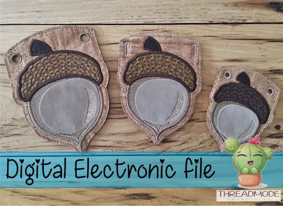 DIY-DIGITAL FILE - 4x4 and 5x7 hoop - 3 sizes of Acorn Applique Banner piece - Eyelet or buttonholes - ith Machine Embroidery - Design283