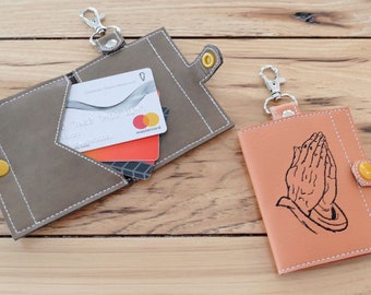 DIY-DIGITAL FILE – Carteira de mãos orando-porta-cartão de presente Aba de encaixe/chaveiro com arquivo de design de bordado de máquina