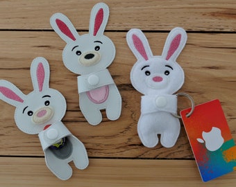 DIY-DIGITAL FILE - Easter Bunny with huggable reach hand snap candy or gift card holder  - 5x7 hoop - ith Machine Embroidery Design File