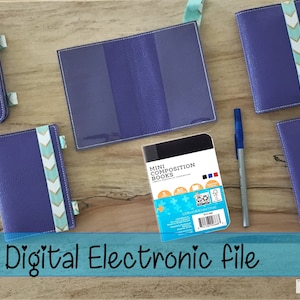 DIY-DIGITAL FILE - 5x7 hoop - Mini Composition Book Cover, with elastic closure, and pen loops - ith Machine Embroidery - Design322