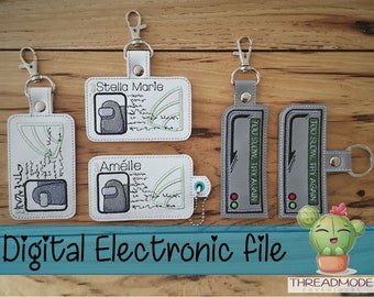 DIY-DIGITAL FILE - 4x4 and 5x5 hoop - Video Game Swipe Card  Snap Tab / Eyelet - ith Machine Embroidery - Design290 and Design291