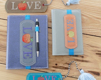 DIY-DIGITAL FILE - Apple with Love, Eyelet Bookmark and Planner Band  - ith machine  embroidery design  In the hoop