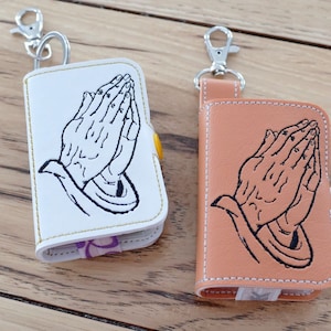 DIY-DIGITAL FILE - Tic Tac box Cover with praying hands - 5x7 hoop - Snap tab / Key fob  ith Machine Embroidery Design File