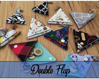 DIY-DIGITAL FILE - 5x7 tot 6 x 12 Hoop - Driehoek Dubbele Flap Coin Pouch Lined versie / ith Machine Borduurwerk Design File