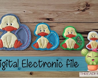 DIY-DIGITAL FILE - 4x4 - 5x5 - 6x10 - 8x10 hoops - Duck Applique Treat holder Egg holder Candy bag -  ith Machine Embroidery - Design312