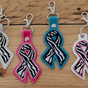 DIY-DIGITAL FILE - Zebra Rare Disease - E D S Awareness Ribbon - Snap tab / Key fob / -ith Machine Embroidery Design File In the hoop