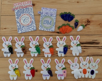 DIY-DIGITAL FILE - Bunny snap hands learning matching game set with zipper storage bag  - 5x7-6x10-8x10 hoops -ith Machine Embroidery design