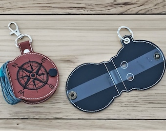 DIY-DIGITAL FIL - 5x7-båge - Hörlurshållare Kompassdesign inkluderar tryckknappsögla eller ingen flik - med maskinbroderidesignfil